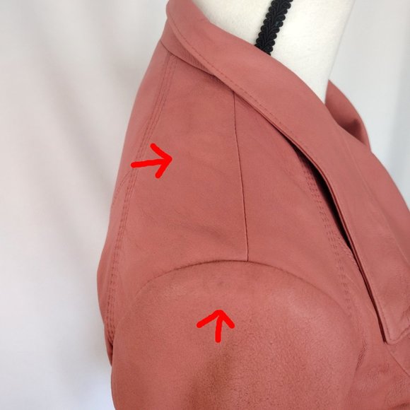 Marc New York Coral Pink Felix Knit Panel Moto Leather Jacket - Picture 16 of 16